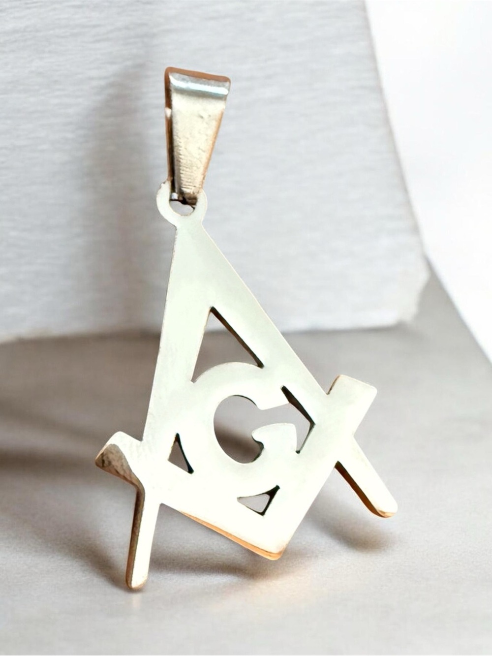 Silver Masonic Square & Compass Pendant